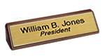 Custom create a 2 x 10 Engraved Nameplate with wood wedge NOW! Create same day for NEXT DAY or overnight shipping