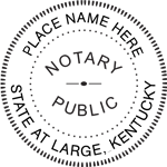 We create crisp, clear, raised imprint on paper with the Kentucky  Notary Seal Embossers. Make one now: Create-Click-Submit and Next Day Stamps and Engraving will ship.