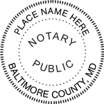 Clear, crisp, impressions with a  Maryland Notary Stamp Round. Create-Click-Submit then have Next Day Stamps & Engraving ship!