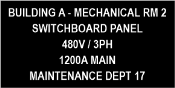 Shop 6″ x 12″ phenolic engraved electrical tags – NEC-compliant, durable, high-contrast, and customizable for large panels, switchgear, transformers, and arc flash labeling.