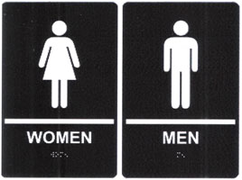 -Pass your inspection. Women - Men ADA compliant restroom sign set 1 | Order and we'll ship today for Next Day or Overnight Delivery.