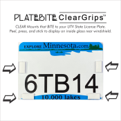 kits are designed to display your UTV License Plate to your rear glass windshield.  These easily display your plate without buying a mounting kit, drilling holes, or adding a license plate frame. The Low profile clear design bites to your plate and the ot