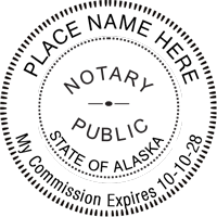 We proudly create crisp, clear, raised impressions on all Alaska Notary Round Stamps. Just create one now: click - create - and submit. Next Day Stamps and Engraving will ship.