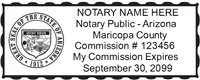 We proudly create crisp, clear,  impressions on all Arizona Notary rectangular Stamps. Just create one now: click - create - and submit. Next Day Stamps and Engraving will ship.