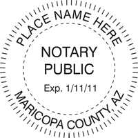 We proudly create crisp, clear impressions on all Arizona Round Notary Stamps. Just create one now: click - create - and submit. Next Day Stamps and Engraving will ship.