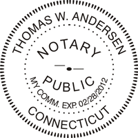 We proudly create crisp, clear impressions on all Connecticut Notary Round Stamps with Expiration Date. Click - create - and submit. Next Day Stamps and Engraving will ship.