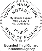 We proudly create crisp, clear impressions on all Florida Round Notary Stamps with Bonded Thru. Click - create - and submit. Next Day Stamps and Engraving will ship.