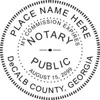We proudly create crisp, clear impressions on all Georgia Round Notary Stamps. Just create one now: click - create - and submit. Next Day Stamps and Engraving will ship.