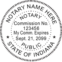 We proudly create crisp, clear impressions on the Indiana Round Notary Stamp. Create one now: click - create - submit. Next Day Stamps and Engraving will ship.