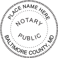 Clear, crisp, impressions with a  Maryland Notary Stamp Round. Create-Click-Submit then have Next Day Stamps & Engraving ship!