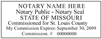 Create your rectangular Missouri Notary Stamp now! See it, Like it, submit order and Next Day Stamps will ship!