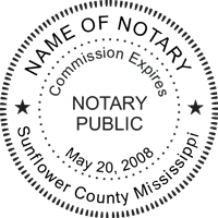 We proudly create crisp, clear impressions on the State of Mississippi Round Notary Stamp (Design 1). Create-Click-Submit - Next Day Stamps will ship.