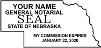 Easy to order Nebraska Notary Stamp design with State of Nebraska outline. Simple Click-Create-Submit. Next Day Stamps will ship.
