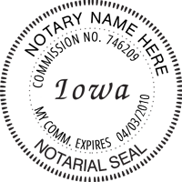 We proudly create crisp, clear impressions on all Iowa Round Notary Stamps. Create one now: click - create - submit. Next Day Stamps and Engraving will ship.