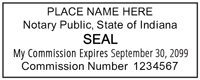 We proudly create crisp, clear impressions on all Indiana Notary Stamp Rectangular. Create one now: click - create - submit. Next Day Stamps and Engraving will ship.