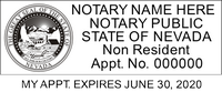 Simple customizing Nevada Notary Non-Resident Stamps. Make one now: Click-Create-Submit, Next Day Stamps will ship!