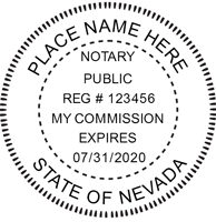 Design one now using the simple Next Day software - Click-Create-Submit for a customized Nevada Round Notary Stamp that Next Day Stamps will ship.